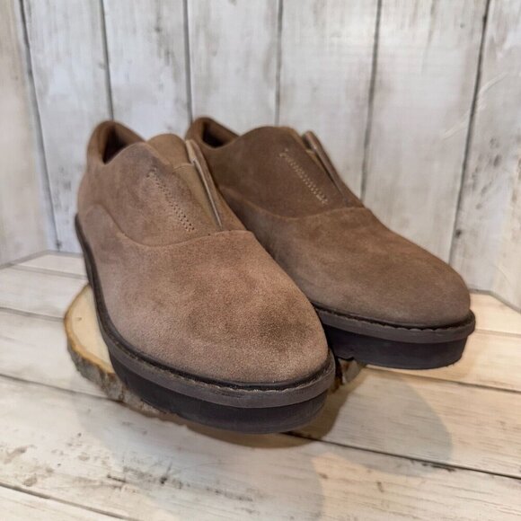 Clarks Womens Size 9.5 Airabella Sky Pebble Suede Wedge Loafers Shoes - Picture 2 of 7